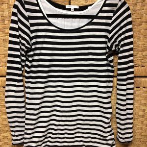 Vince Womens Black/White 100% Pima Cotton Striped L Sleeve Tank Lined  Top